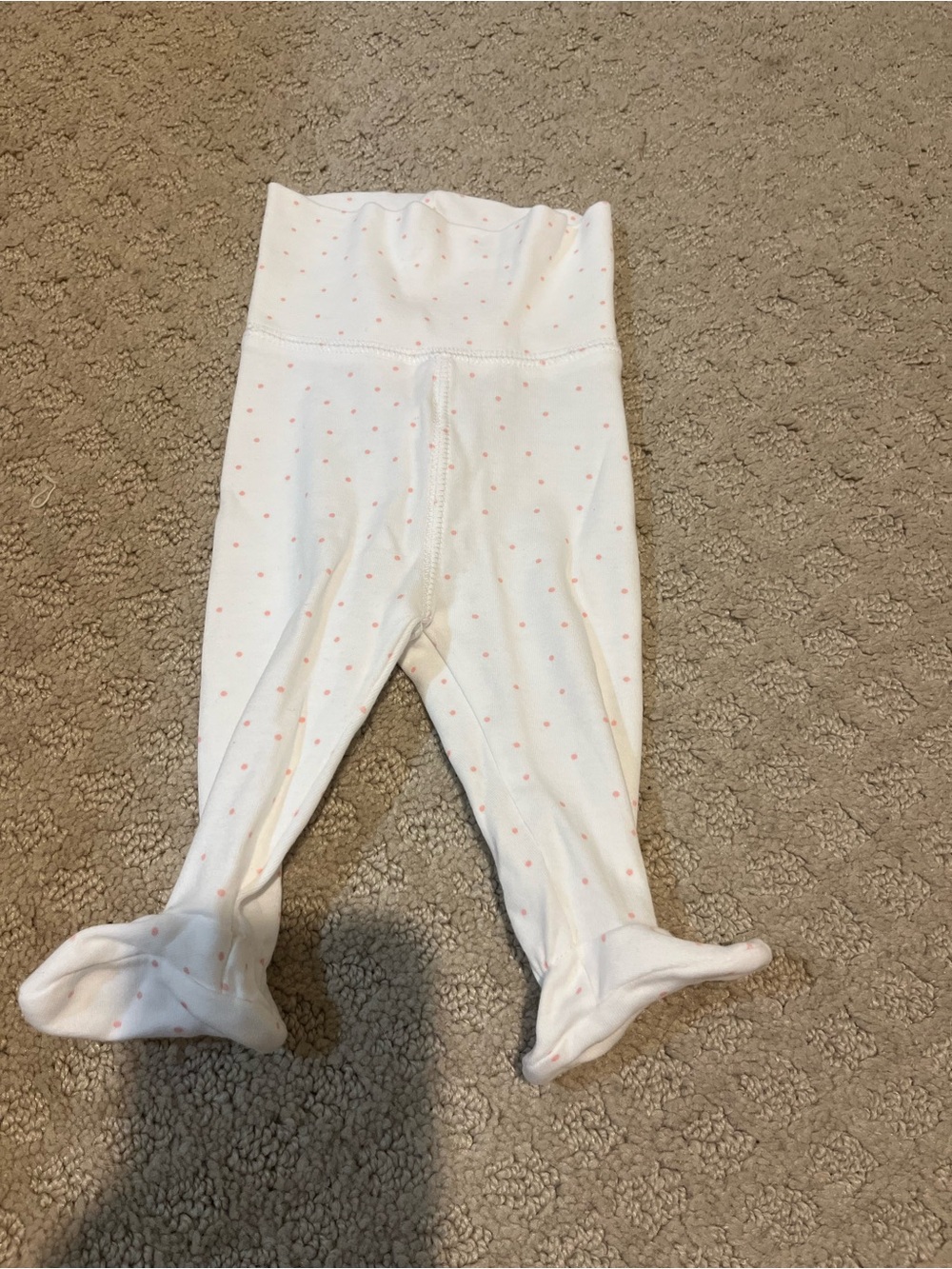 H&M White Baby Footed Leggings with Pink Dot Print